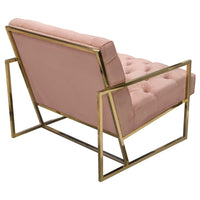 Masy Accent Armchair, Diamond Tufted Blush Pink Velvet, Gold Steel - BM338882