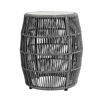 Himo Outdoor Side End Table, Gray Rope Body, 19 Inch Round Superstone Top - BM338897