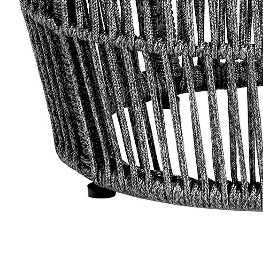 Himo Outdoor Side End Table, Gray Rope Body, 19 Inch Round Superstone Top - BM338897
