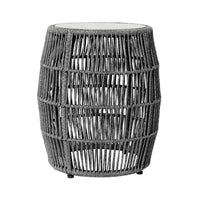Himo Outdoor Side End Table, Gray Rope Body, 19 Inch Round Superstone Top - BM338897