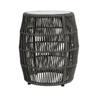Himo Outdoor End Table, Charcoal Gray Rope Body, 19 Inch Round Superstone Top - BM338898