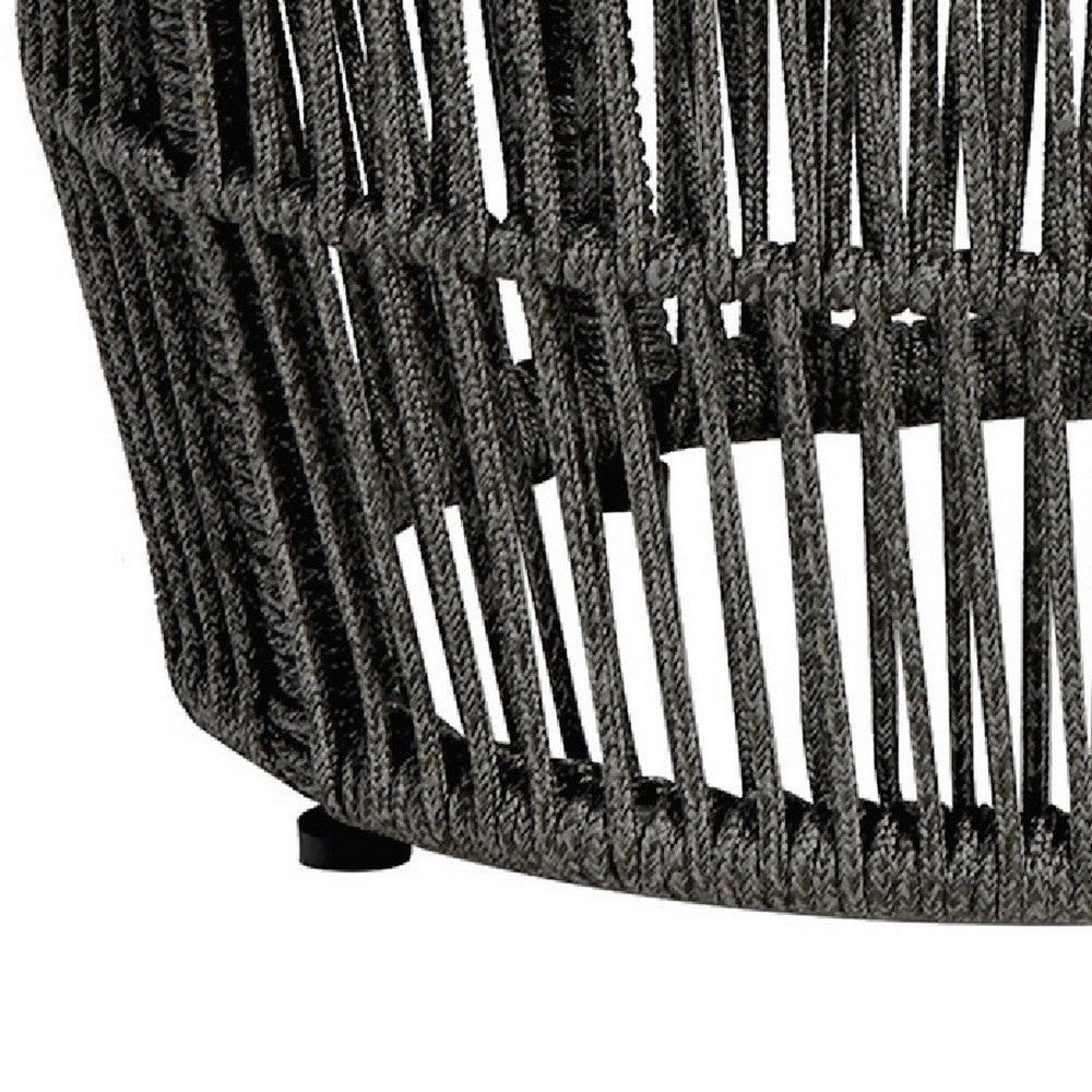 Himo Outdoor End Table, Charcoal Gray Rope Body, 19 Inch Round Superstone Top - BM338898