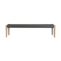Rwan Patio Dining Bench, 71 Inch Gray Woven Seat, Brown Wood Frame - BM338899