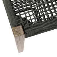 Rwan Patio Dining Bench, 71 Inch Gray Woven Seat, Brown Wood Frame - BM338899