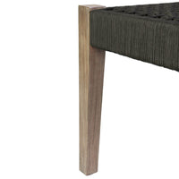 Rwan Patio Dining Bench, 71 Inch Gray Woven Seat, Brown Wood Frame - BM338899