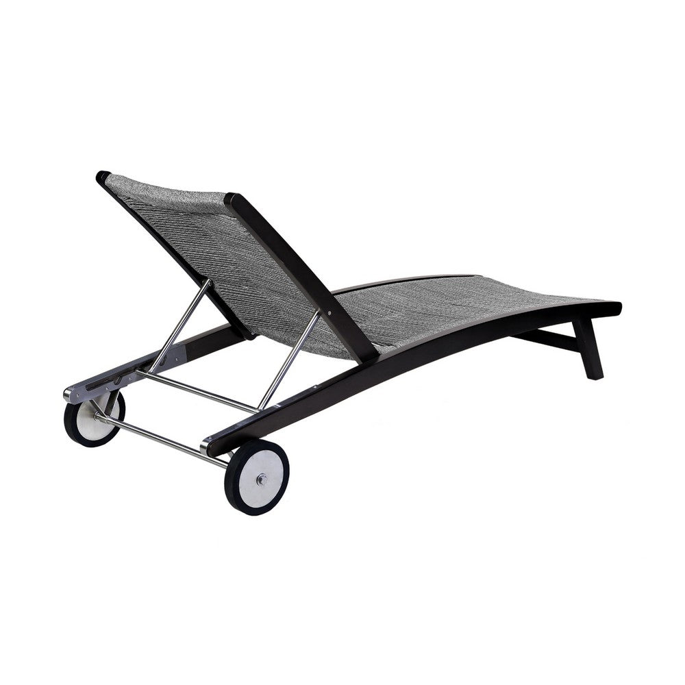 Gyoi Poolside Chaise Lounger, 5 Level Adjustment, 72 Inch Gray Woven Rope - BM338900