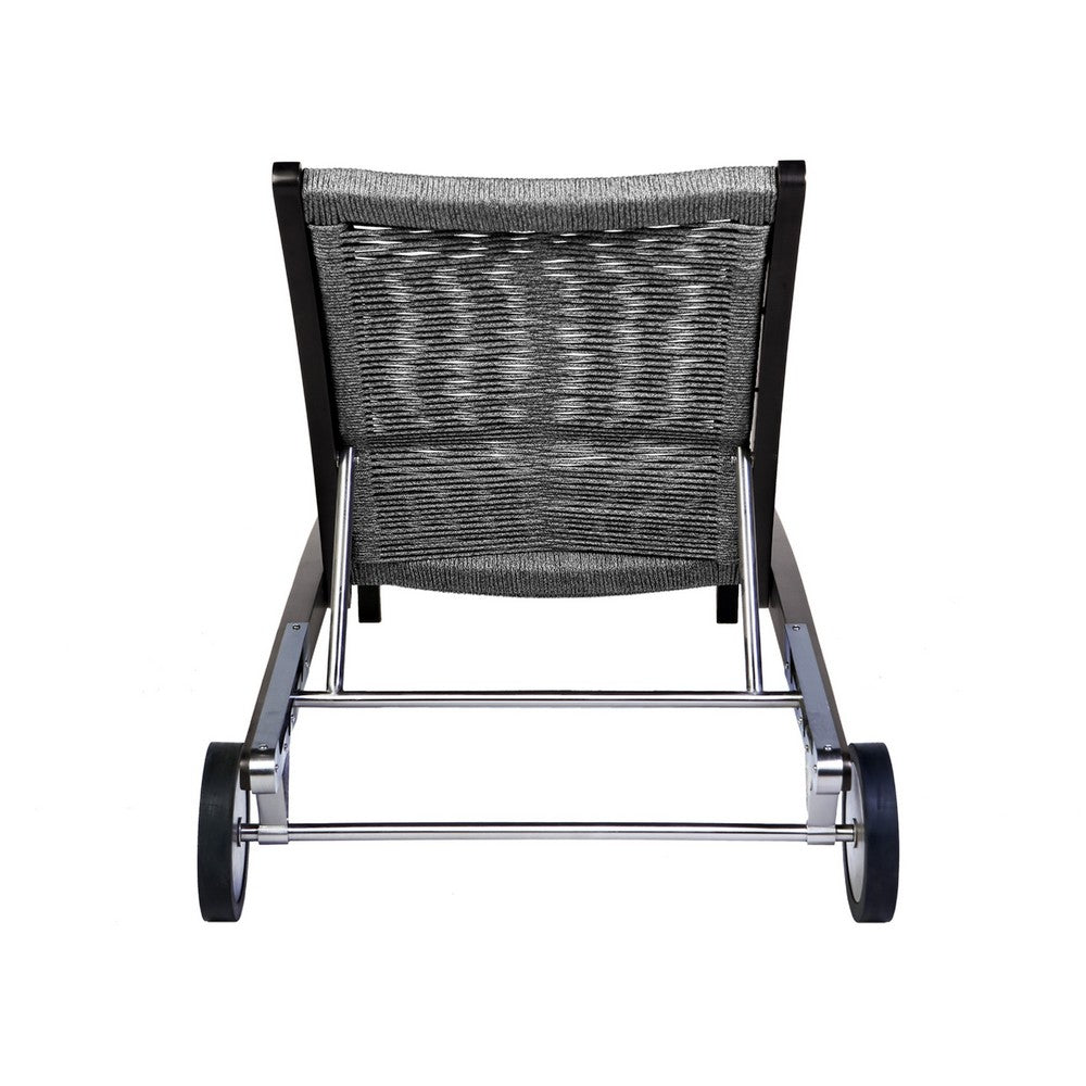 Gyoi Poolside Chaise Lounger, 5 Level Adjustment, 72 Inch Gray Woven Rope - BM338900