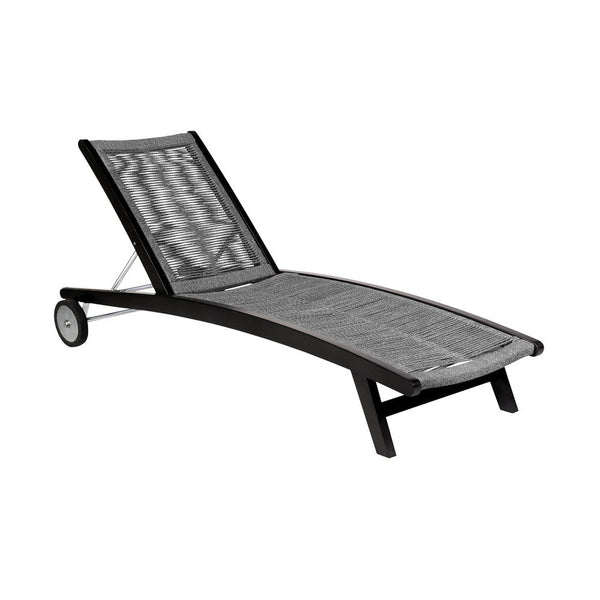 Gyoi Poolside Chaise Lounger, 5 Level Adjustment, 72 Inch Gray Woven Rope - BM338900