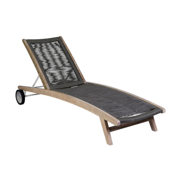 Gyoi Poolside Chaise Lounger, 5 Level Adjustment, 72 Inch Brown Wood Body - BM338901