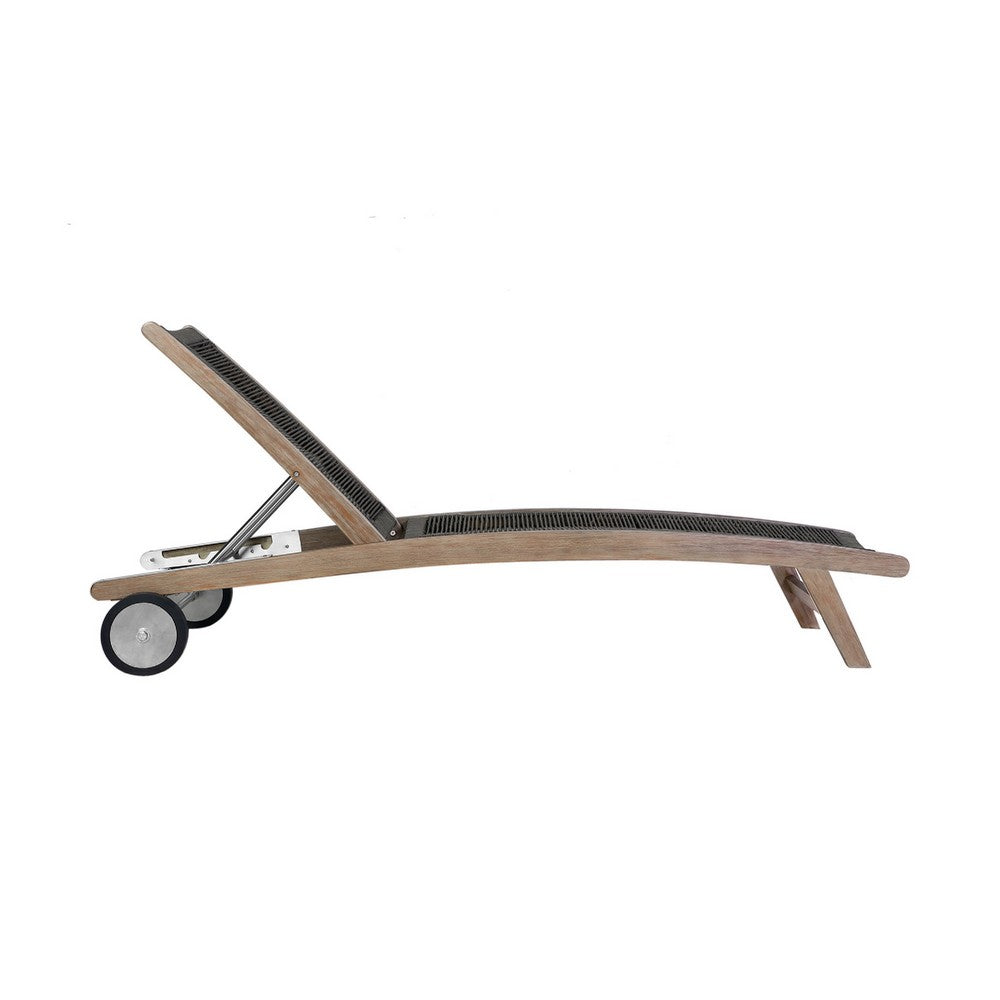 Gyoi Poolside Chaise Lounger, 5 Level Adjustment, 72 Inch Brown Wood Body - BM338901