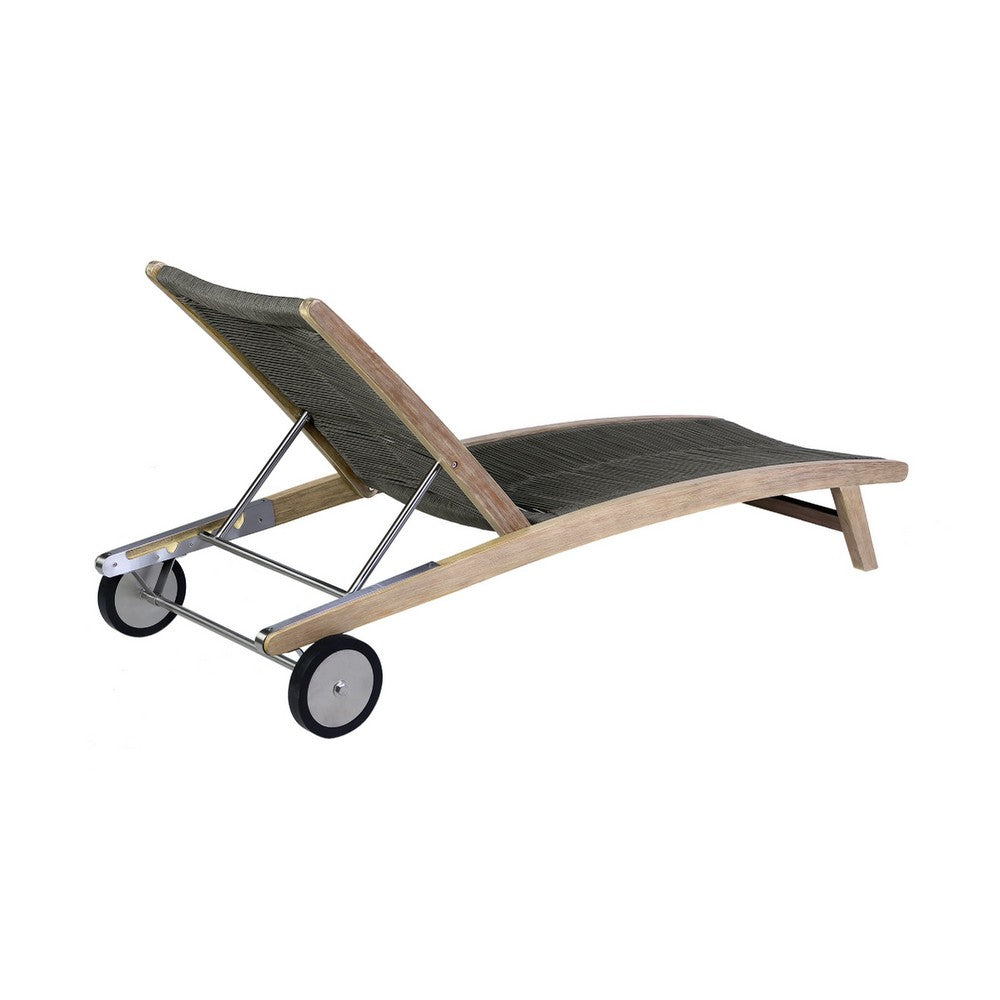 Gyoi Poolside Chaise Lounger, 5 Level Adjustment, 72 Inch Brown Wood Body - BM338901