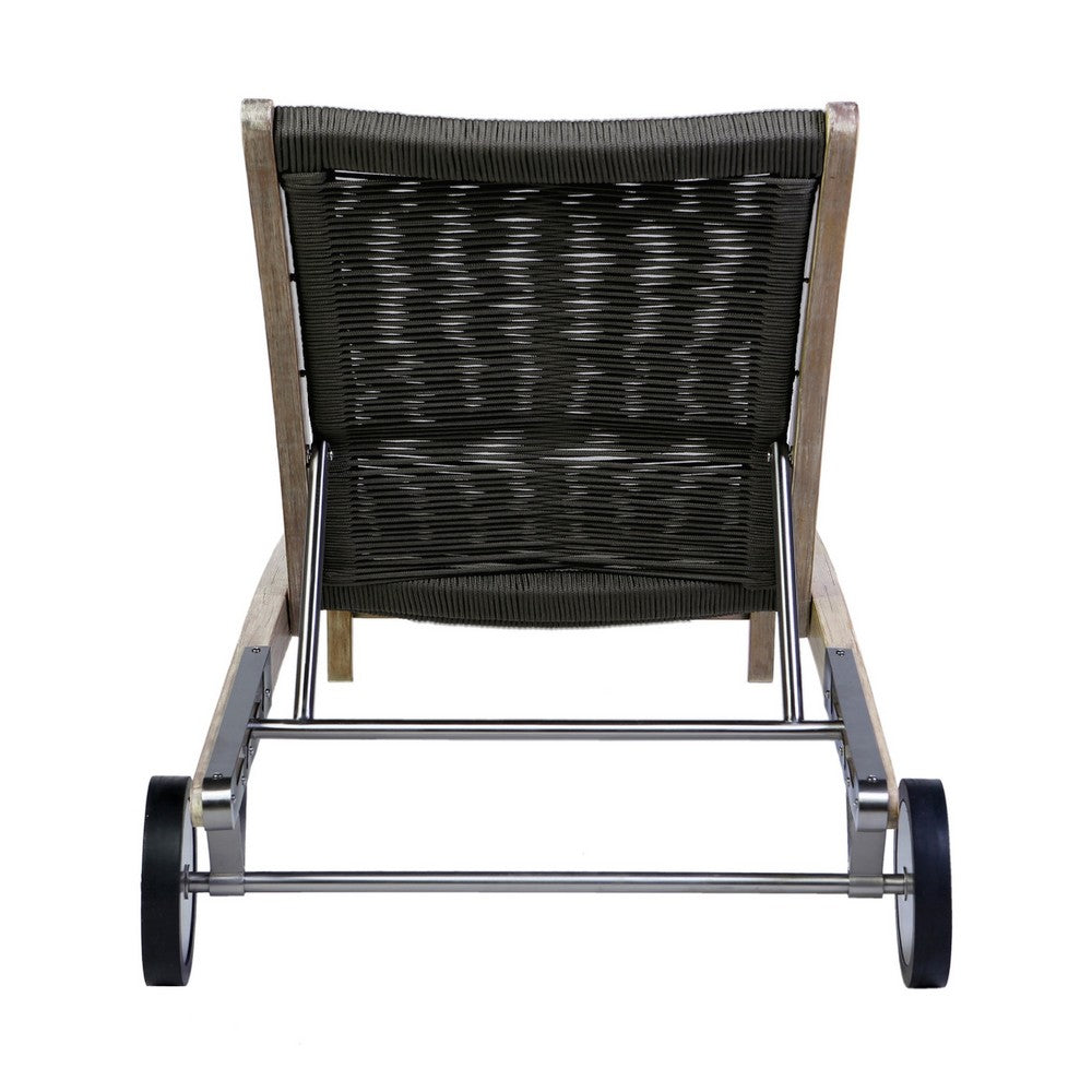 Gyoi Poolside Chaise Lounger, 5 Level Adjustment, 72 Inch Brown Wood Body - BM338901