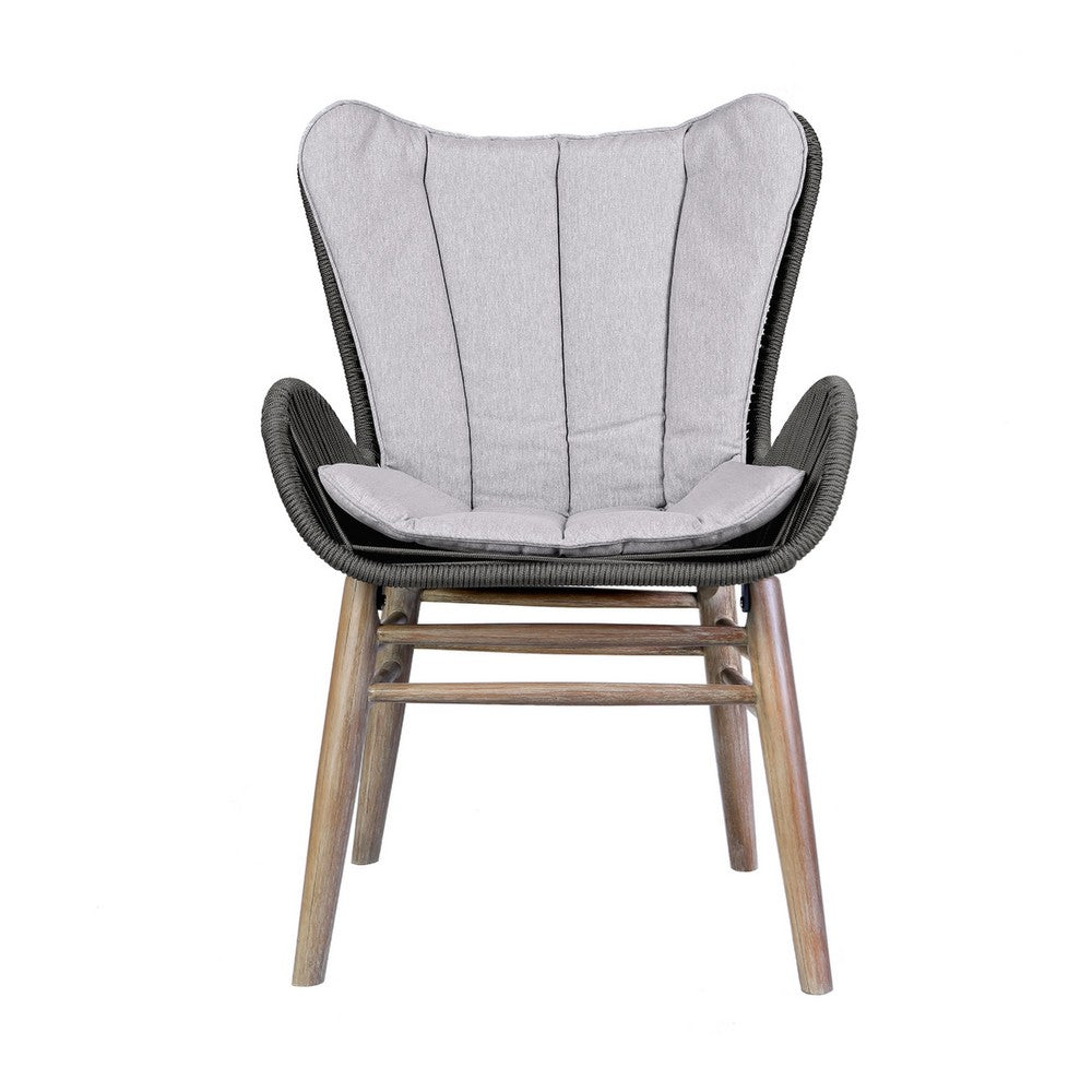 Mina Patio Dining Chair, 36 Inch, Gray Woven Rope, Fabric Seating - BM338974