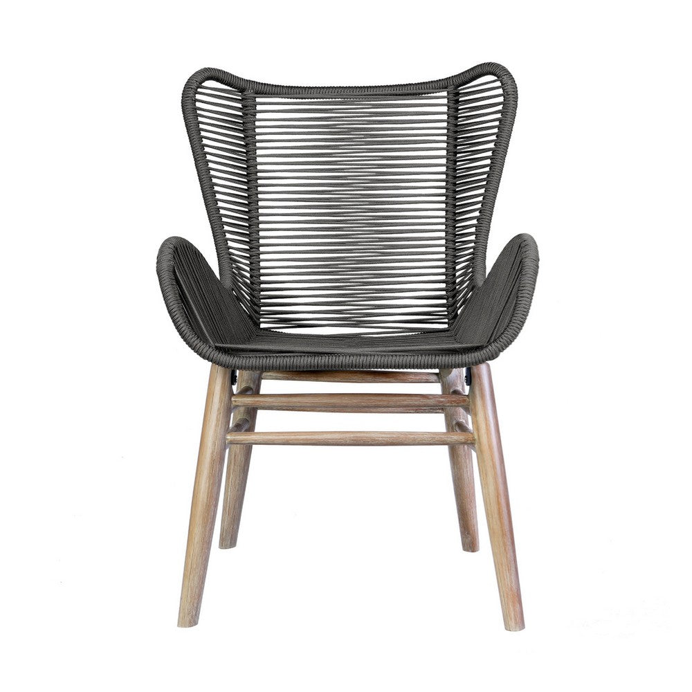 Mina Patio Dining Chair, 36 Inch, Gray Woven Rope, Fabric Seating - BM338974