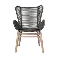 Mina Patio Dining Chair, 36 Inch, Gray Woven Rope, Fabric Seating - BM338974