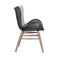 Mina Patio Dining Chair, 36 Inch, Gray Woven Rope, Fabric Seating - BM338974