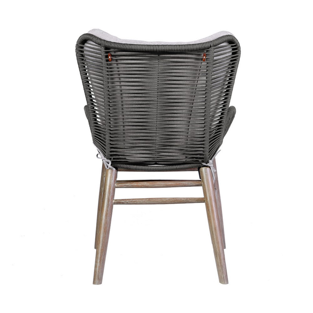 Mina Patio Dining Chair, 36 Inch, Gray Woven Rope, Fabric Seating - BM338974