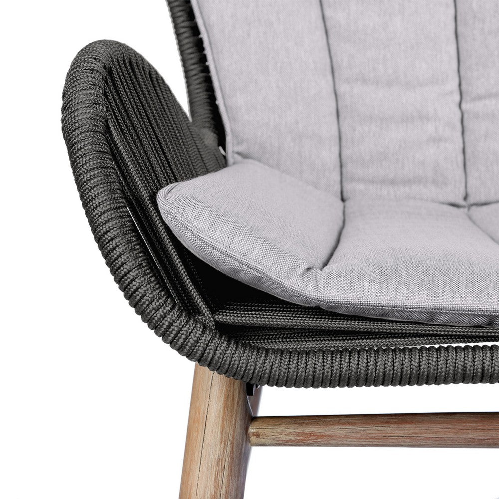 Mina Patio Dining Chair, 36 Inch, Gray Woven Rope, Fabric Seating - BM338974