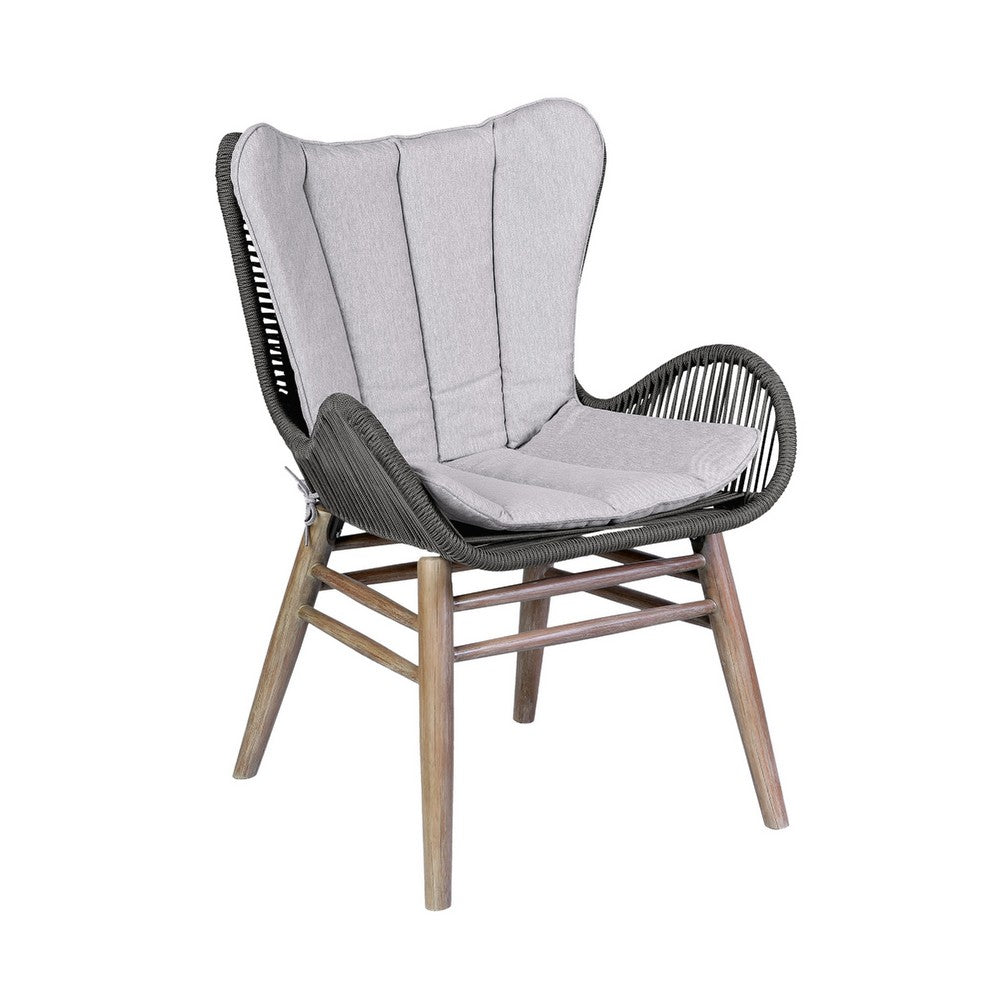 Mina Patio Dining Chair, 36 Inch, Gray Woven Rope, Fabric Seating - BM338974