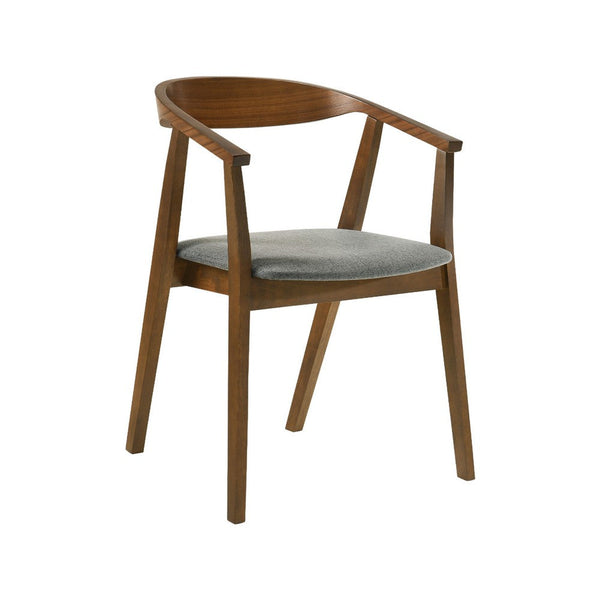 Alana Dining Chair Set of 2, Walnut Brown Wood, Charcoal Gray Fabric - BM339024