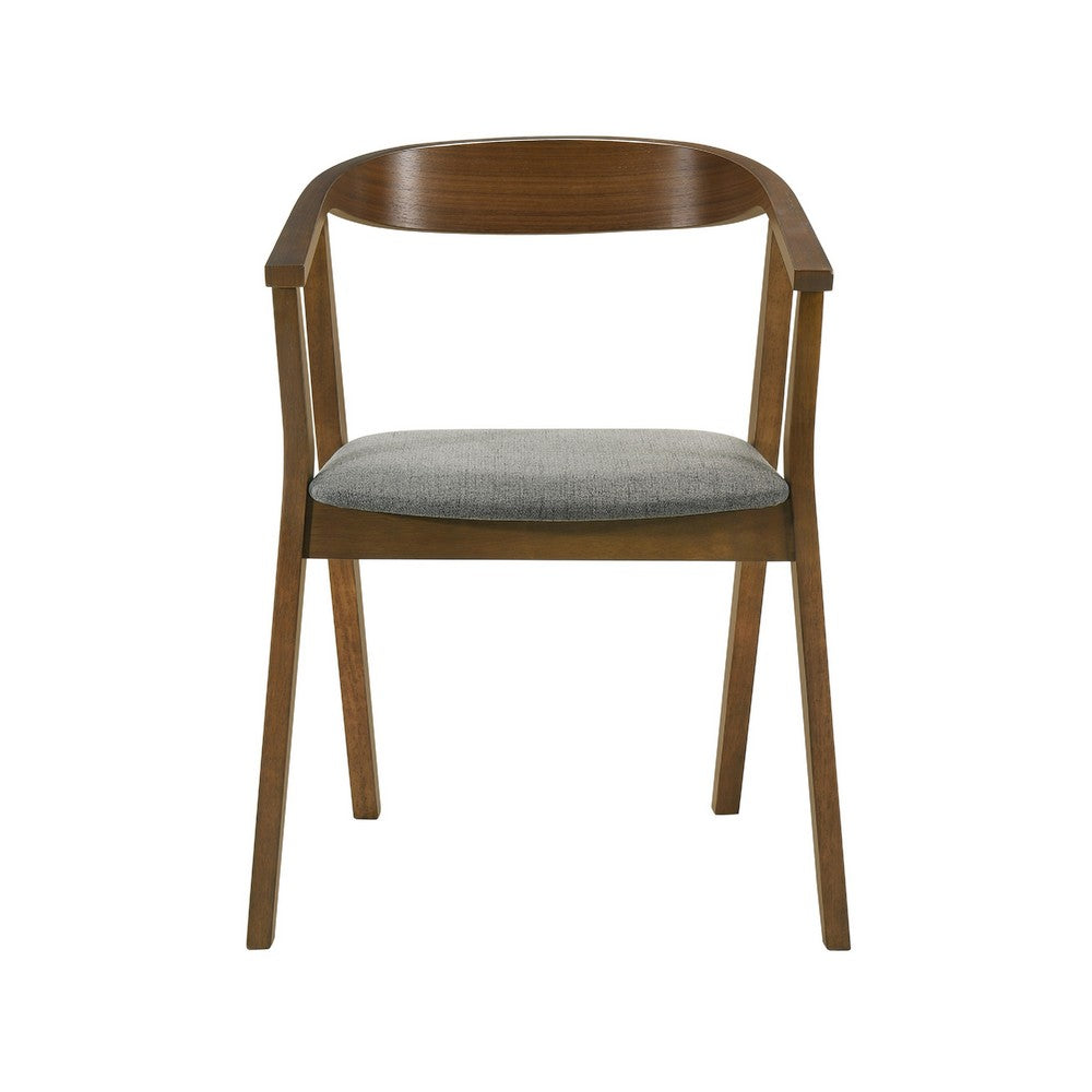 Alana Dining Chair Set of 2, Walnut Brown Wood, Charcoal Gray Fabric - BM339024