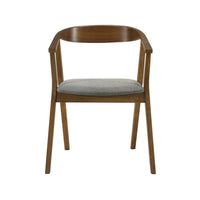Alana Dining Chair Set of 2, Walnut Brown Wood, Charcoal Gray Fabric - BM339024