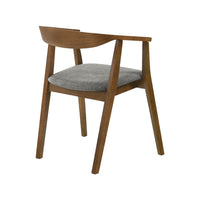 Alana Dining Chair Set of 2, Walnut Brown Wood, Charcoal Gray Fabric - BM339024
