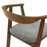 Alana Dining Chair Set of 2, Walnut Brown Wood, Charcoal Gray Fabric - BM339024