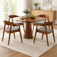 Alana Dining Chair Set of 2, Walnut Brown Wood, Charcoal Gray Fabric - BM339024