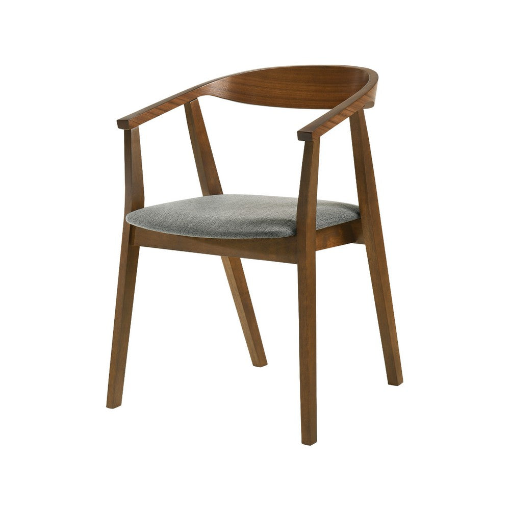 Alana Dining Chair Set of 2, Walnut Brown Wood, Charcoal Gray Fabric - BM339024