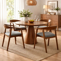 Alana Dining Chair Set of 2, Walnut Brown Wood, Charcoal Gray Fabric - BM339024