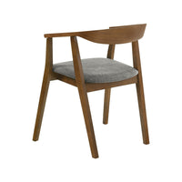 Alana Dining Chair Set of 2, Walnut Brown Wood, Charcoal Gray Fabric - BM339024