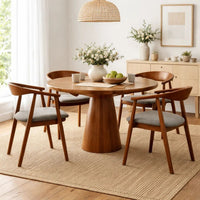 Alana Dining Chair Set of 2, Walnut Brown Wood, Charcoal Gray Fabric - BM339024