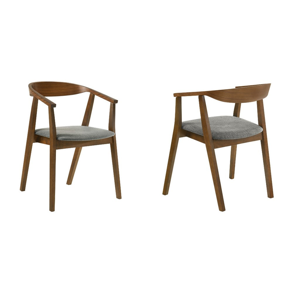 Alana Dining Chair Set of 2, Walnut Brown Wood, Charcoal Gray Fabric - BM339024