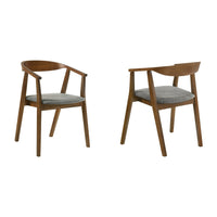 Alana Dining Chair Set of 2, Walnut Brown Wood, Charcoal Gray Fabric - BM339024
