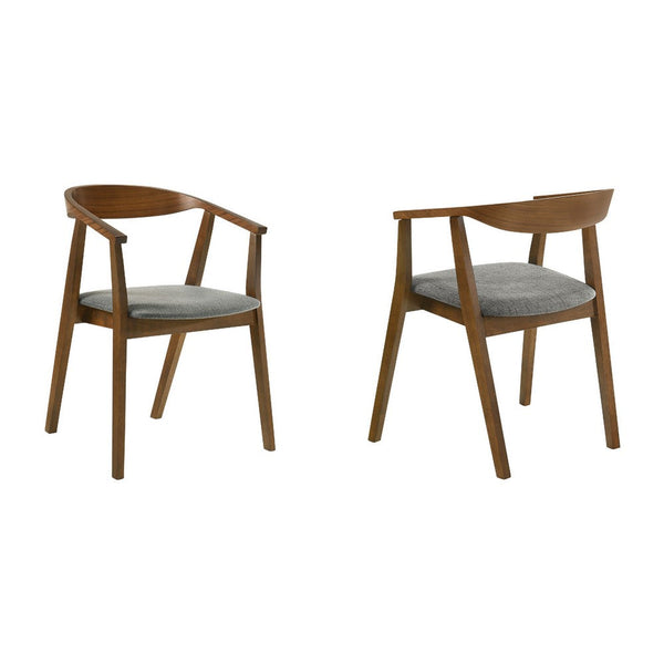 Alana Dining Chair Set of 2, Walnut Brown Wood, Charcoal Gray Fabric - BM339024
