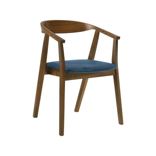 Alana Dining Chair Set of 2, Walnut Brown Wood Frame, Blue Fabric - BM339025