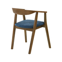 Alana Dining Chair Set of 2, Walnut Brown Wood Frame, Blue Fabric - BM339025