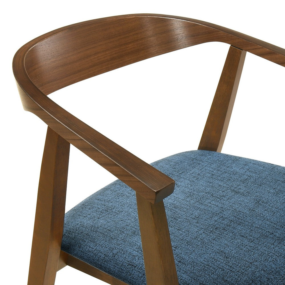 Alana Dining Chair Set of 2, Walnut Brown Wood Frame, Blue Fabric - BM339025