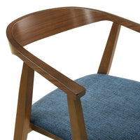 Alana Dining Chair Set of 2, Walnut Brown Wood Frame, Blue Fabric - BM339025