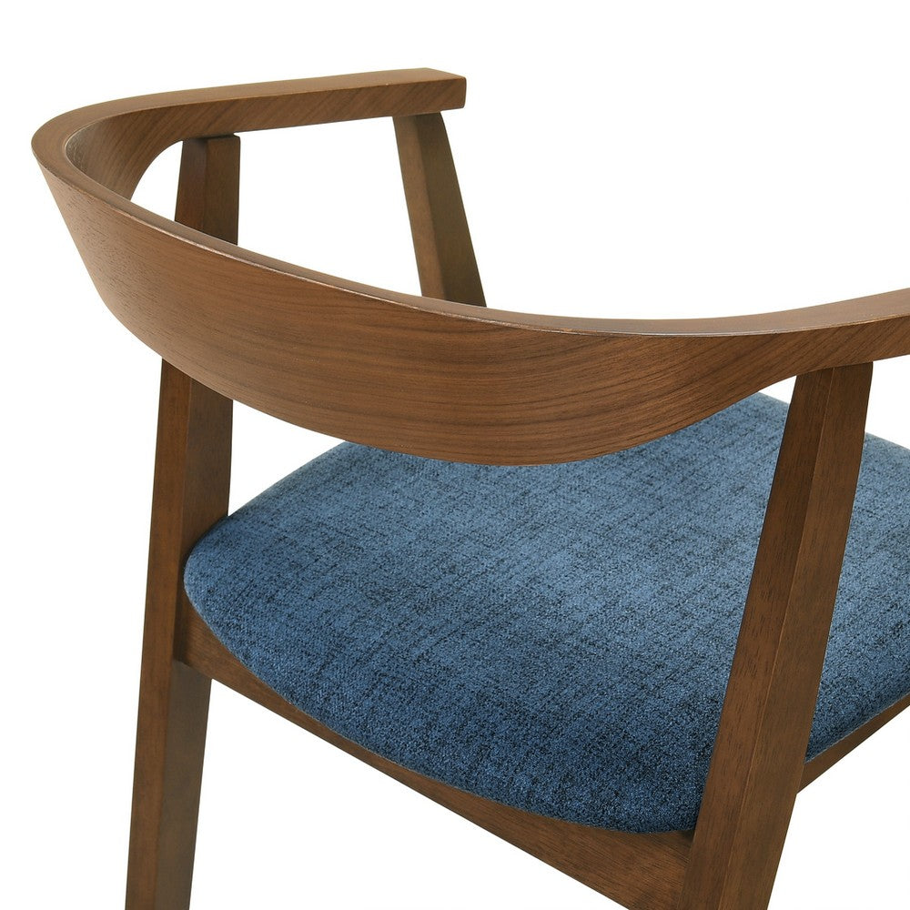 Alana Dining Chair Set of 2, Walnut Brown Wood Frame, Blue Fabric - BM339025