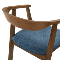 Alana Dining Chair Set of 2, Walnut Brown Wood Frame, Blue Fabric - BM339025