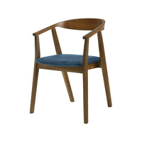 Alana Dining Chair Set of 2, Walnut Brown Wood Frame, Blue Fabric - BM339025