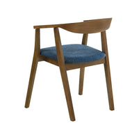 Alana Dining Chair Set of 2, Walnut Brown Wood Frame, Blue Fabric - BM339025