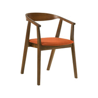 Alana Dining Chair Set of 2, Walnut Brown Wood Frame, Orange Fabric - BM339026