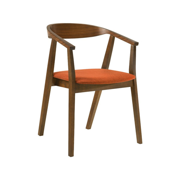 Alana Dining Chair Set of 2, Walnut Brown Wood Frame, Orange Fabric - BM339026
