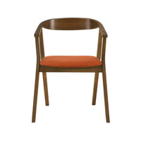 Alana Dining Chair Set of 2, Walnut Brown Wood Frame, Orange Fabric - BM339026