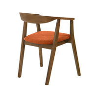 Alana Dining Chair Set of 2, Walnut Brown Wood Frame, Orange Fabric - BM339026