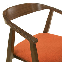 Alana Dining Chair Set of 2, Walnut Brown Wood Frame, Orange Fabric - BM339026