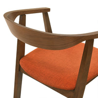 Alana Dining Chair Set of 2, Walnut Brown Wood Frame, Orange Fabric - BM339026